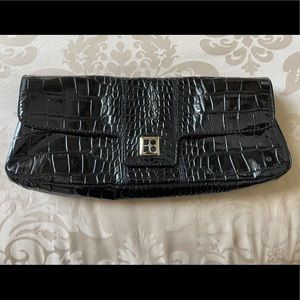 kate spade black leather clutch